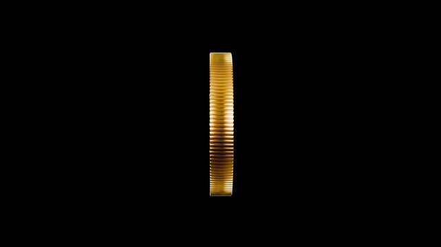 Euro coin rotation loop on transparent background
