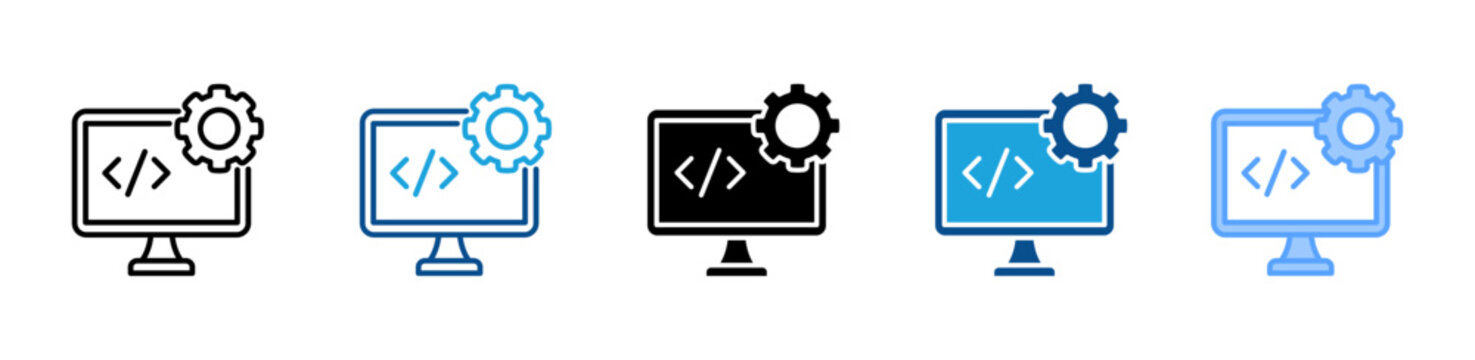 Coding Process icon multiple style and collection