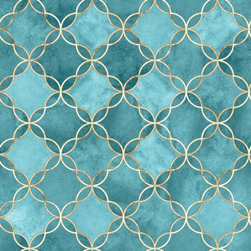 Watercolor gothic style clover leaf seamless pattern
