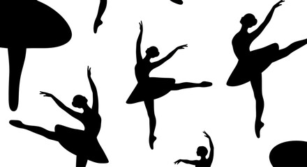 Ballet Dancers Silhouettes on White Background © reihan
