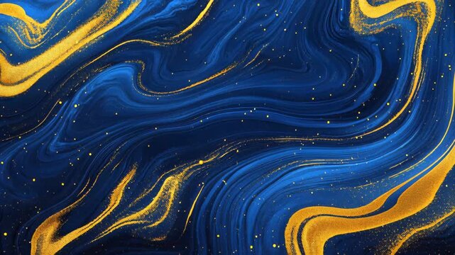 Celestial Swirls: An ethereal abstract piece showcasing a mesmerizing dance of blues and gold, with fluid lines and textures reminiscent of the cosmos.