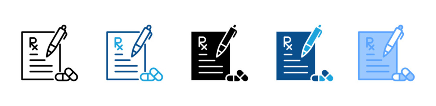 Prescription web icon with multiple style collection