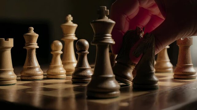 Chess pieces on a board game.