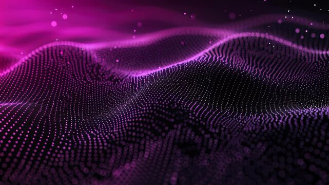 Abstract Wave of Points: An elegant depiction of flowing points, reminiscent of a dynamic wave or a data stream, rendered in shades of purple and pink with an ethereal feel.