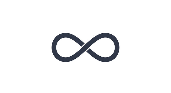 Black infinity symbol on white.