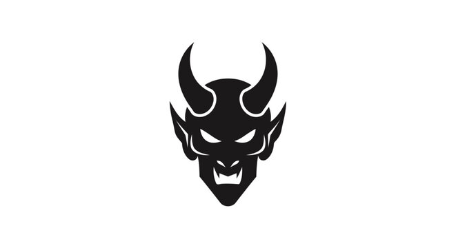 Black devil face with horns.