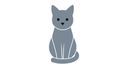 Cute gray cat sitting upright with a simple and clean design. © Andi