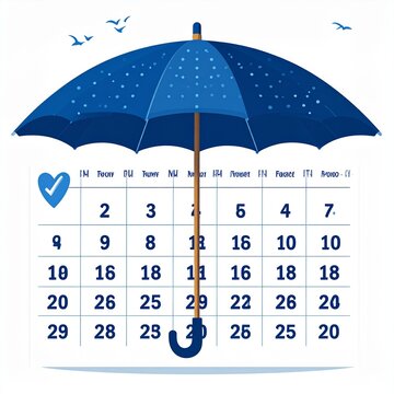Paid leave PTO vacation request calendar umbrella flat icon