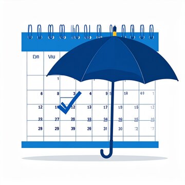 Paid leave PTO vacation request calendar umbrella flat icon