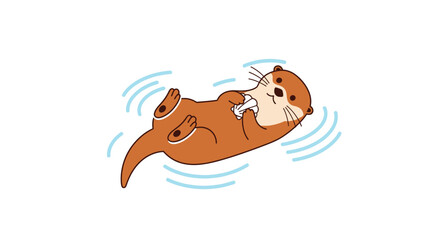 Cartoon Otter Swimming in Water. © Mami