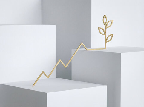 Minimal Investment Growth Concept with Rising Line Chart and Clean Geometric Background Design