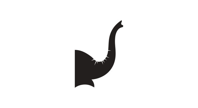Black Elephant Trunk Side View Silhouette.