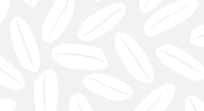Seamless pattern of white oat grains on a light gray background, minimalist design