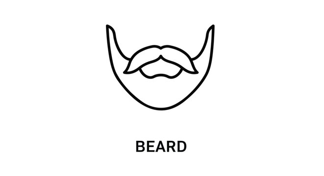 Stylized line art illustration of a classic mustache and beard, perfect for men's grooming and fashion design concepts, embodying a clean and precise vector aesthetic