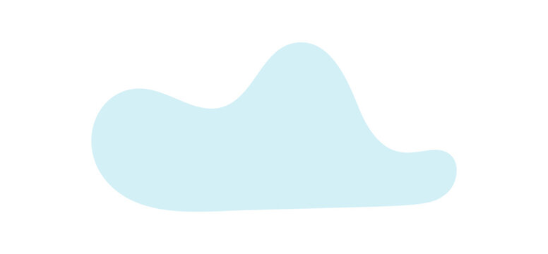 Soft blue cloud shape with flat minimal style. Simple sky symbol as calm cloud icon. Cute blue on white background for weather sign and modern backdrop with clean contour and soft color
