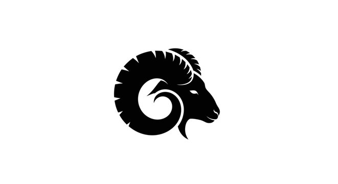 Black silhouette of a ram head.