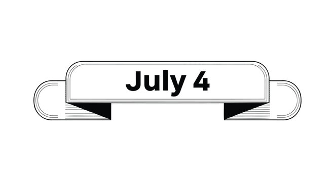 Commemorate a significant national holiday with this elegant ribbon banner graphic, prominently displaying the memorable date of July 4th for festive celebrations and special events