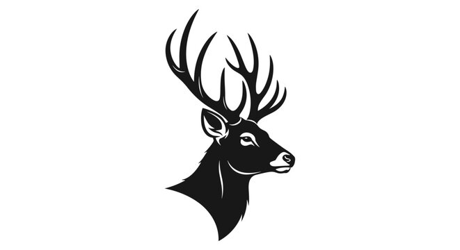 Deer head with large antlers profile.