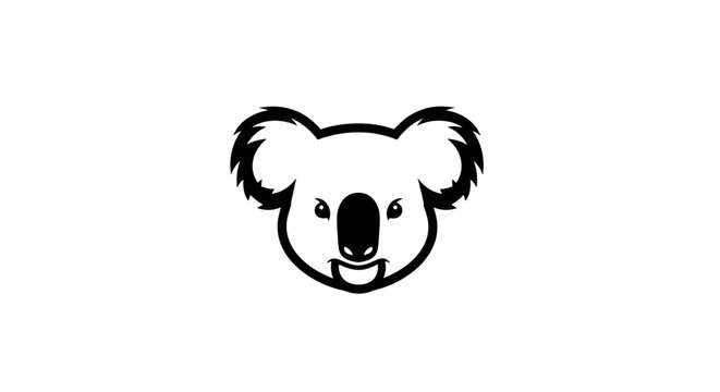 Koala Face Closeup Cartoon Character.