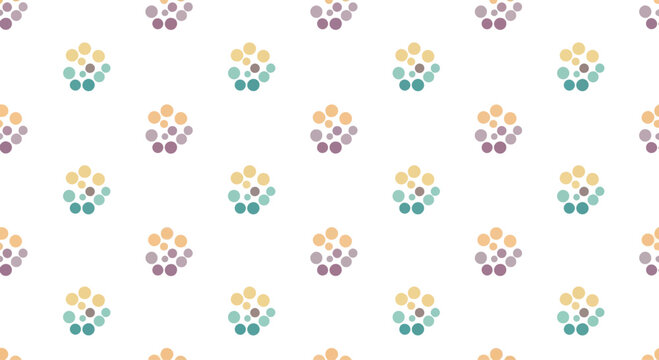 Abstract seamless pattern of pastel hexagon clusters on white background