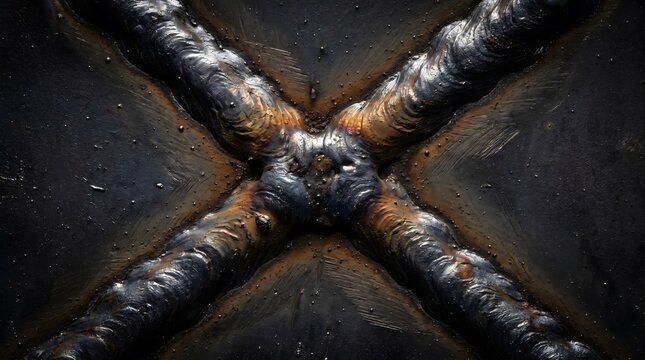 Welding seam texture close-up, industrial background Industrial macro , copy space, professional background