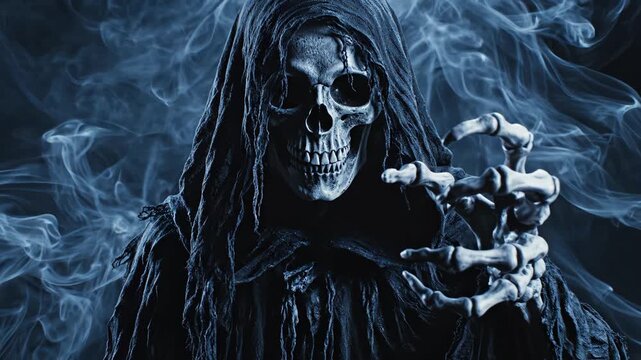 Grim reaper figure with smoke perfect for UI/UX design and motion graphics