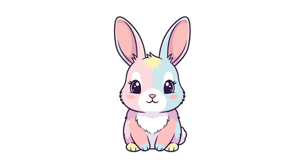 Fototapeta premium Cute Cartoon Rabbit Sitting Down.
