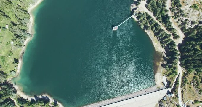 Dospat dam in Bulgaria, aerial view