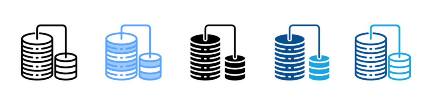 Database web icon with multiple style collection
