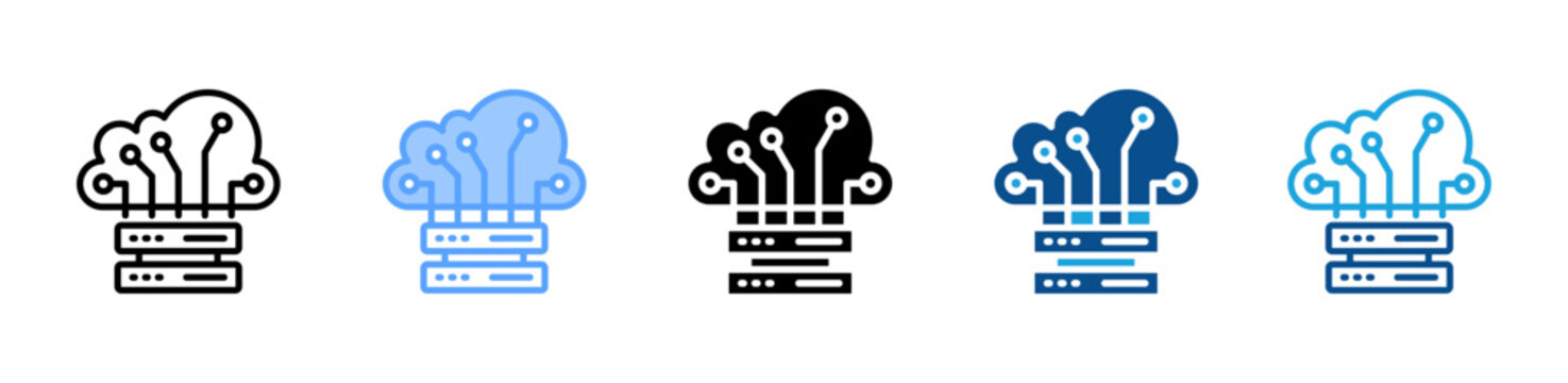 Cloud Computing web icon with multiple style collection