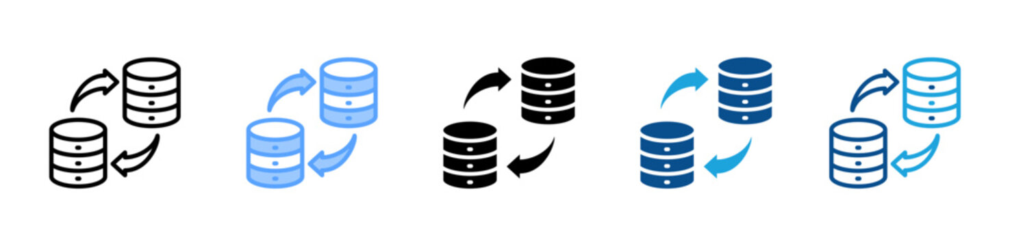 Data Migration web icon with multiple style collection