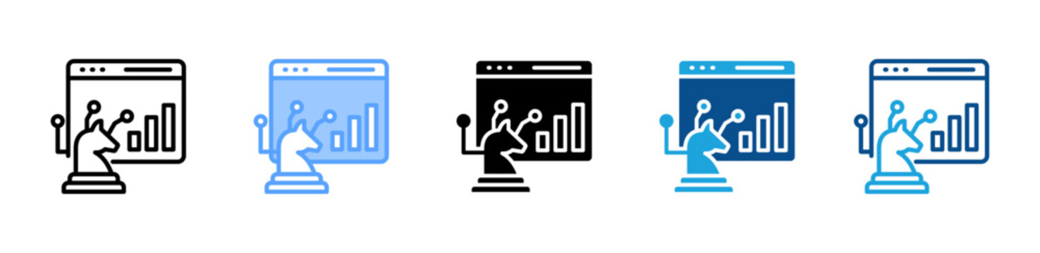 Digital Strategy web icon with multiple style collection