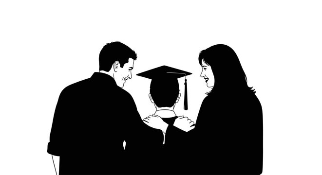 Graduation ceremony with two people.