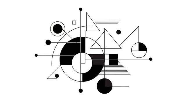 Abstract Geometric Composition with Minimalist Shapes and Lines