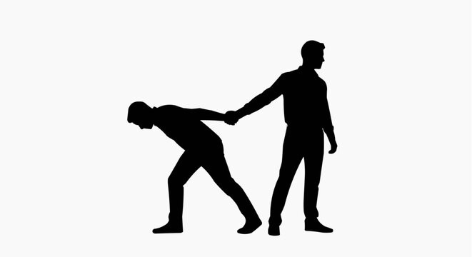 One Person Pulling the Other Emotional Dependency and Toxic Relationship Concept White Background