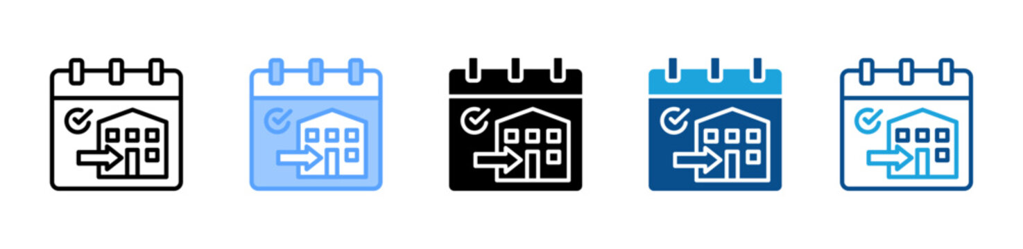 Check In web icon with multiple style collection