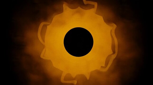 Abstract golden concentric circles radiate from a central black void creating a mesmerizing and futuristic design element for branding technology or cosmic themes