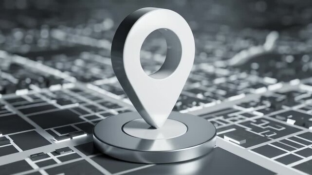 Map pin on city grid ideal for tech startups and software promos