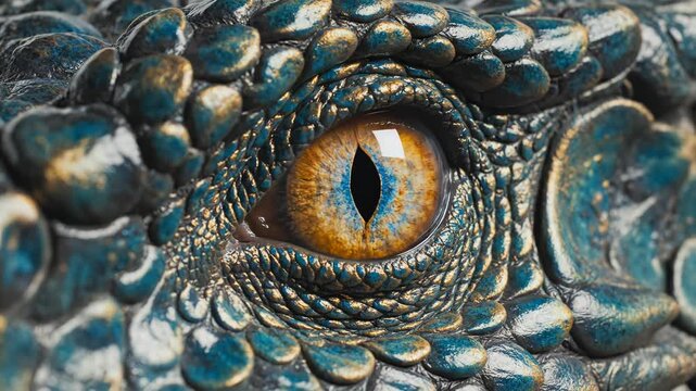 Closeup of a dragons eye for creative digital media and visual arts