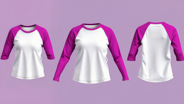 Short-sleeve raglan t-shirt mockup, 3d illustration, 3d rendering
