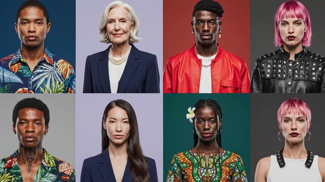 diverse people in colorful portraits highlighting everyday moments and community bonds