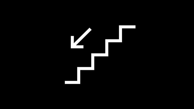 hand drawn style ladder line animation, with descending arrow, information concept, attention, decline, 4k video