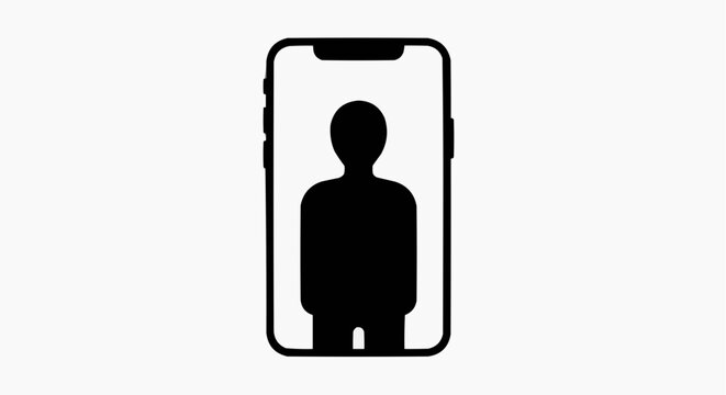 Person Inside Smartphone Screen Concept of Digital Life and Virtual World White Background