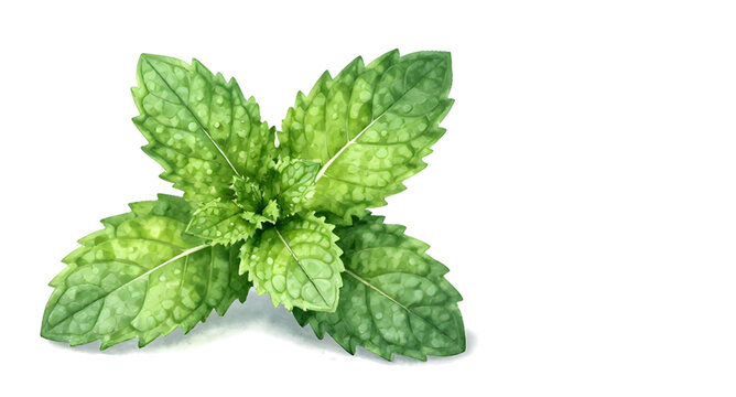 fresh mint leaves sprig, green herbal plant, organic mint illustration, aromatic herb graphic, culinary mint ingredient, natural garden leaves, healthy herbal food, white background mint, refreshing g