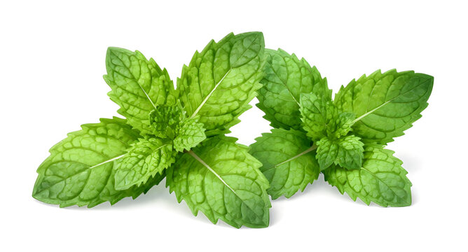 fresh mint leaves sprig, green herbal plant, organic mint illustration, aromatic herb graphic, culinary mint ingredient, natural garden leaves, healthy herbal food, white background mint, refreshing g