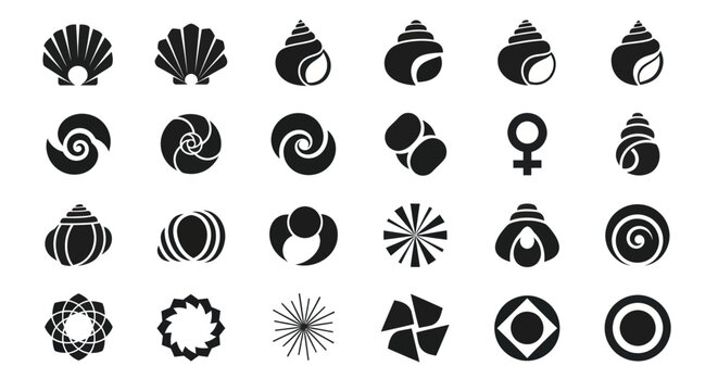 Abstract shells and geometric shapes set