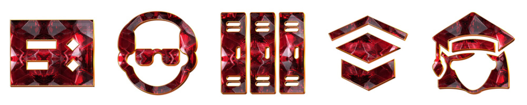 Set of 3D glass report card, school director, school locker, student center, and student female icon isolated on transparent background, symbols for Education learning and school.