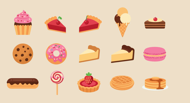 Assortment of colorful sweet treats illustration