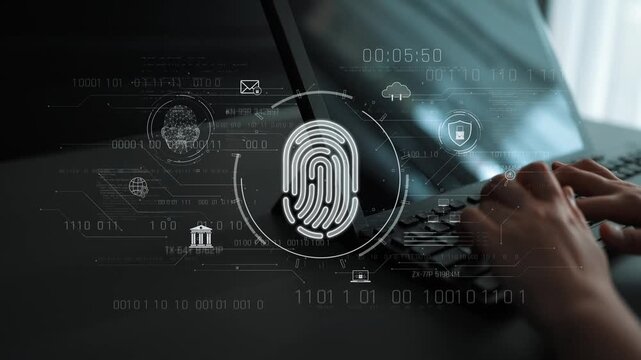 Biometric fingerprint identification and cybersecurity system ensuring secure access, identity verification, cloud data protection, and digital safety Marrow