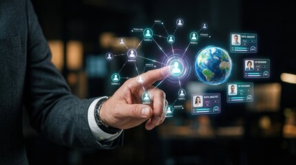 Fototapeta premium Remote Global Team Collaboration Digital Network Interface
